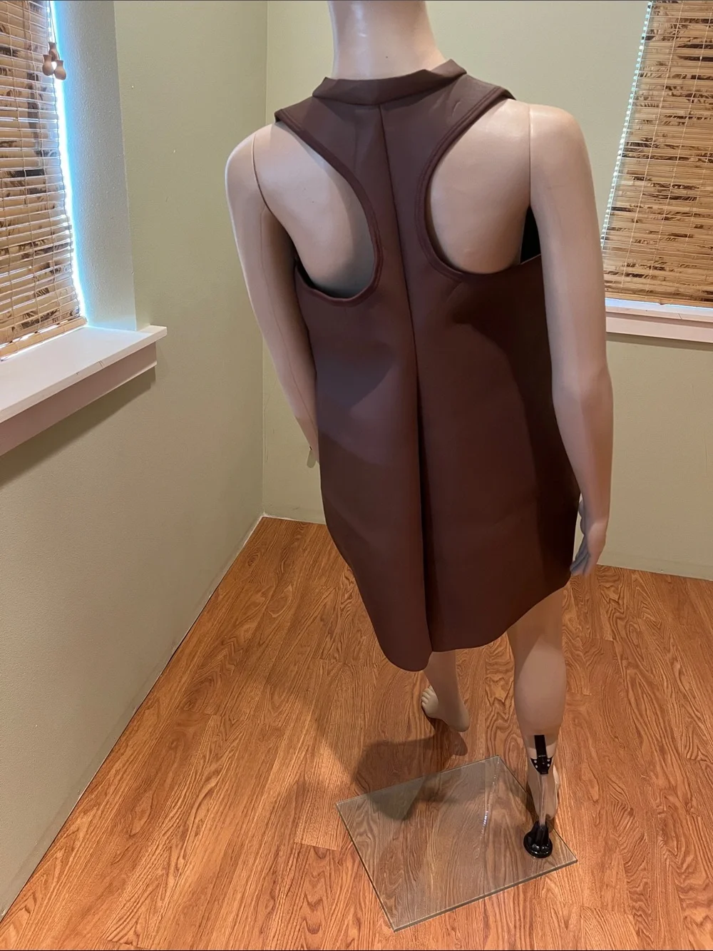 Skims Sleeveless Brown Rubber Zip-Front Swim Dress size 2X